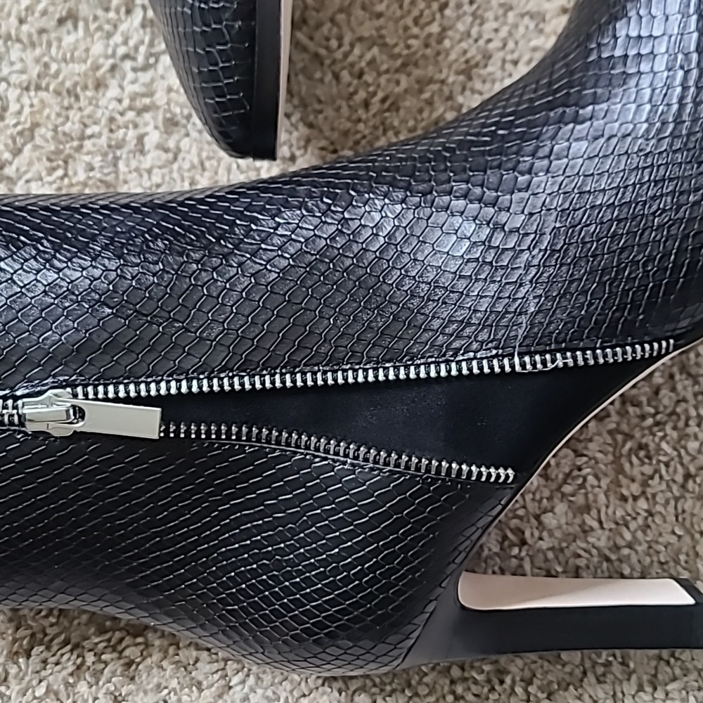 Paige Cami Black Snake Embossed Leather boots - Picture 4 of 11